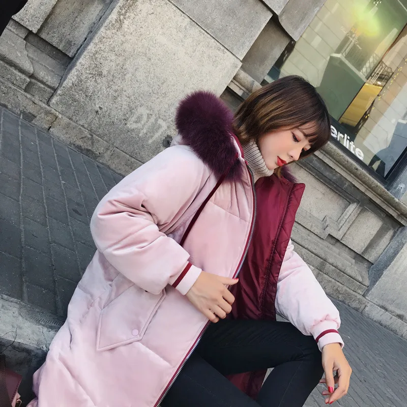 New Autumn Winter Parkas Long Gold Velvet Cotton Jacket