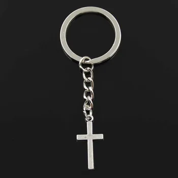 

Fashion Double Sided Cross 13x27mm Pendant 30mm Key Ring Metal Chain Silver Color Men Car Gift Souvenirs Keychain Dropshipping