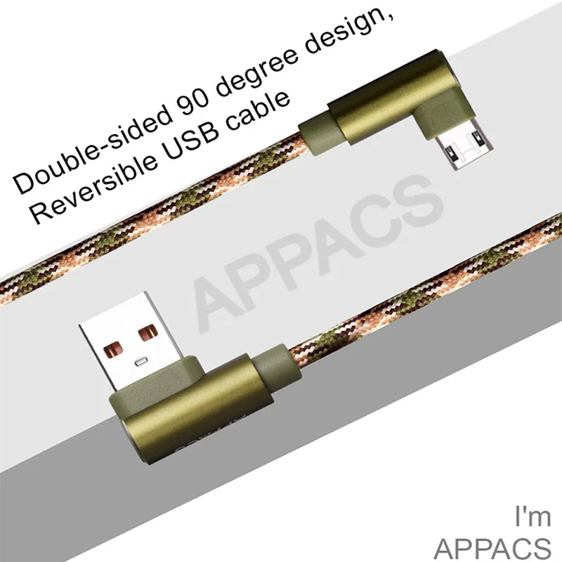 APPACS 3 Упаковка микро USB кабель быстрое зарядное устройство 5V2. 3 фута кабель синхронизации данных и зарядки Камуфляж Плетеный кабель для мобильного телефона