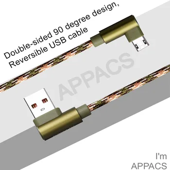 

100pcs APPACS Micro USB Cable Fast Charger 5V2.A 3FT Data Sync Charging Cable Camouflage Braided Mobile Phone Cable Wholesale