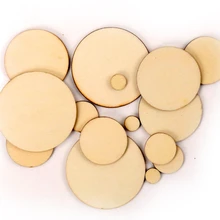 50Pcs DIY Natural Round Unfinished Wood Pendants Wooden Circles 30//40//50mm
