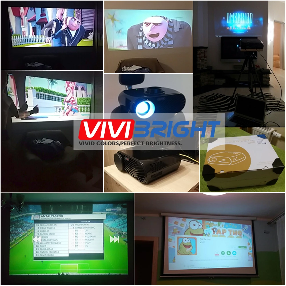 VIVIBRIGHT светодиодный проектор GP100. Разрешение 1280x800 3500 люмен поддержка 1080 P для