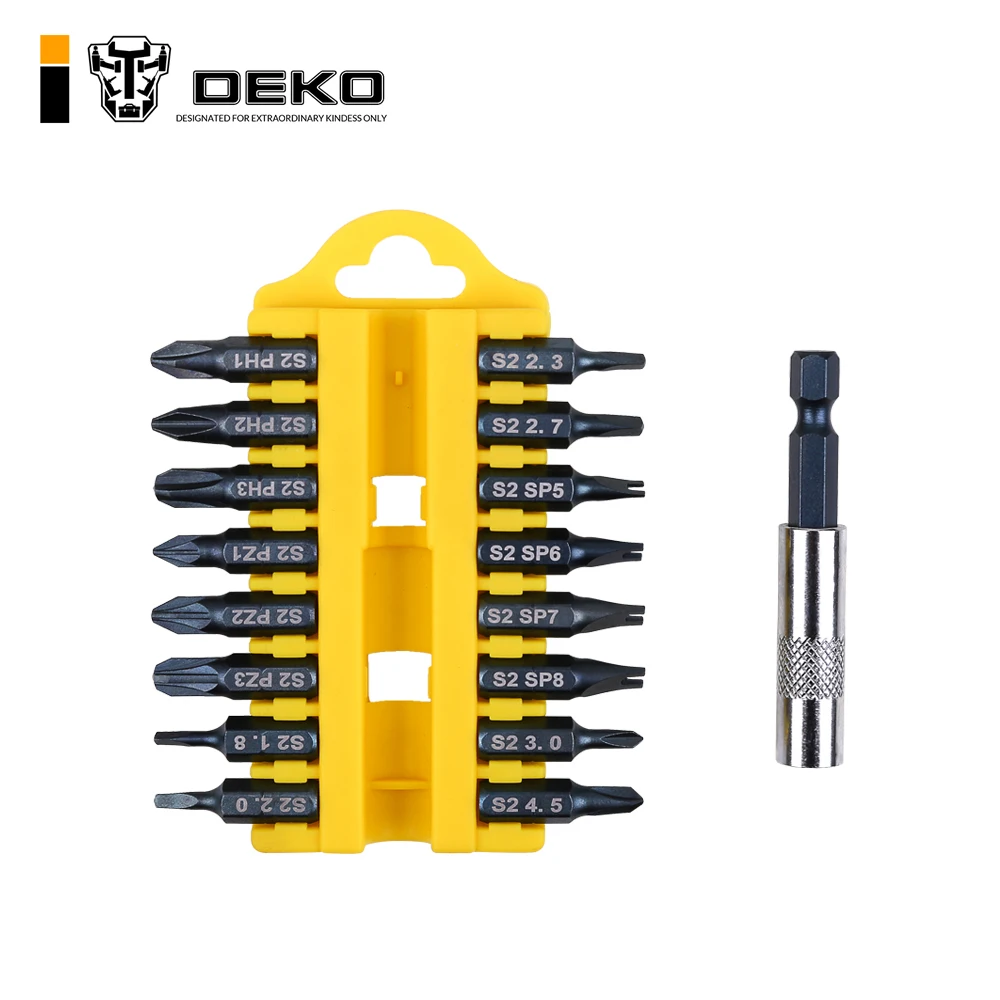 

DEKO PT003 17pcs Security Tamper Proof Torx Hex Star Bit Set Magnetic Holder Screwdriver Bits Cordless drill Screwdrivers Bit