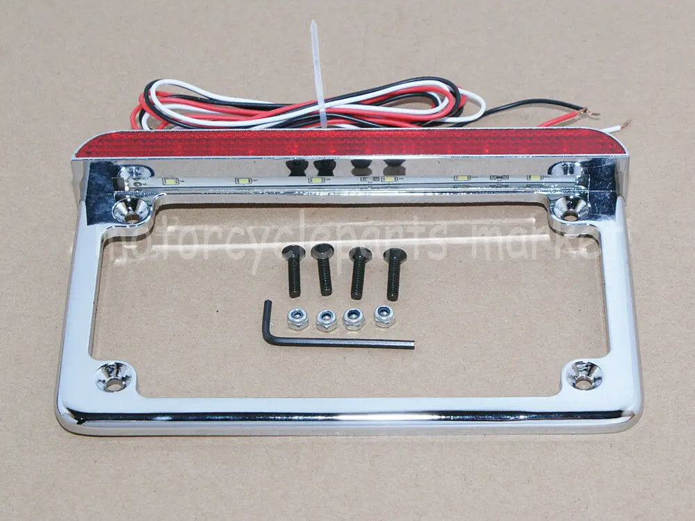 12 V 4 ''X 7" Flasher светодиодный держатель номерного знака с держателем кронштейна W/светодиодный стоп-сигнал для США стиль мотоцикла рамки для автомобильного номера - Цвет: Серебристый