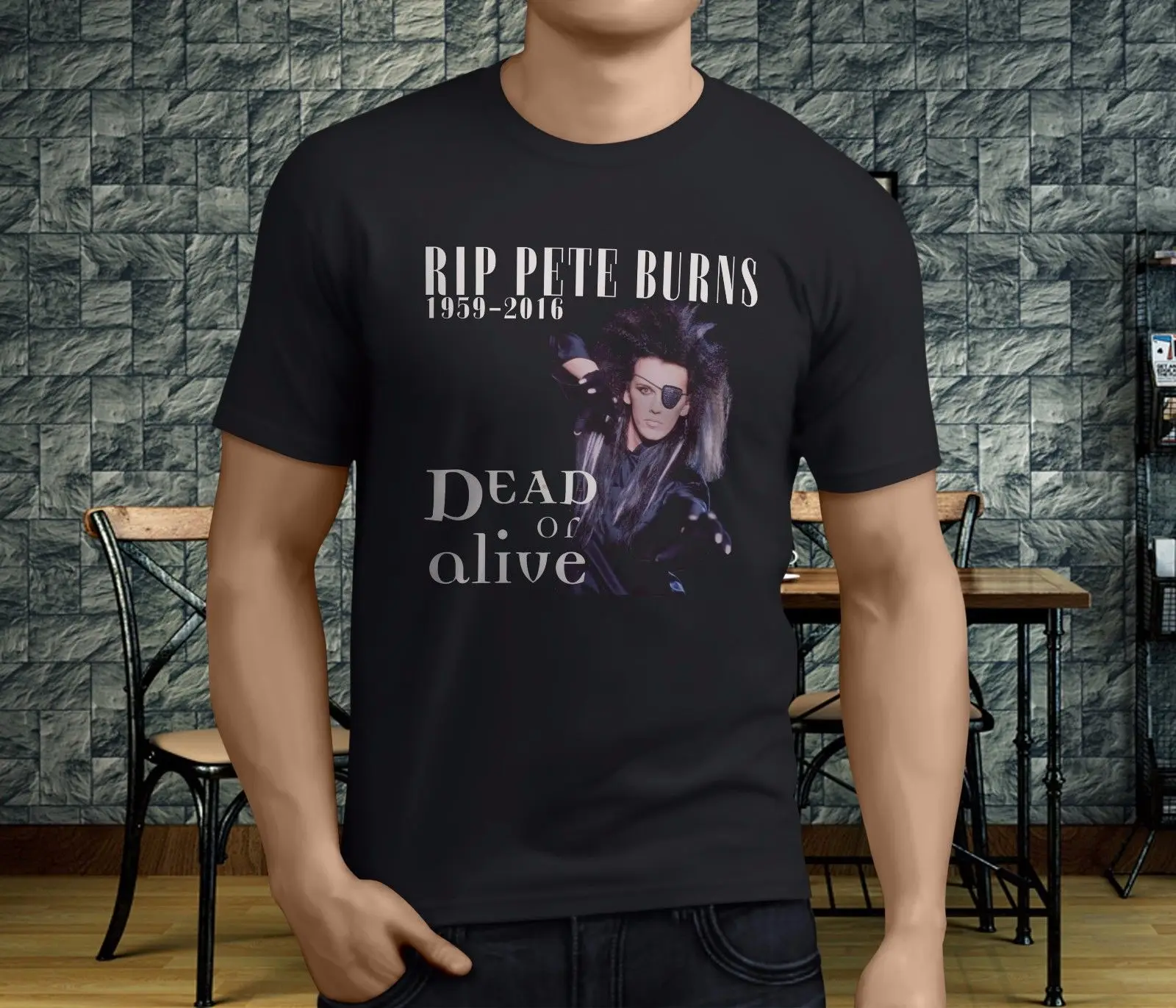 Новые популярные Пит Бернс Rip мертво или Живой Лентой Для мужчин черный футболка