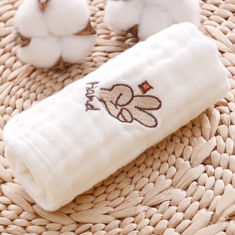Детские полотенца мягкие хлопковые квадраты марли 6 слоев новорожденных маленькое полотенце для рук слюнявчик уход вышитые лицо банное полотенце 30X30 см - Цвет: HANDS
