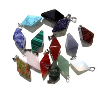 

Natuursteen Poeder crystal Opalite Onyx Dubbele Piramide Hangers Bedels Wees Kleurrijke Sieraden Maken Pendant necklace 25pcs