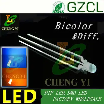 

Aliexpress LED supplier Bicolor 3mm indicator Amber&Blue round dip led diffuse lamp bulb(Common cathode)