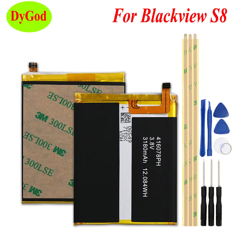 DyGod 3180mAh for Blackview S8 Battery Replacement 5.7inch MTK6750T For