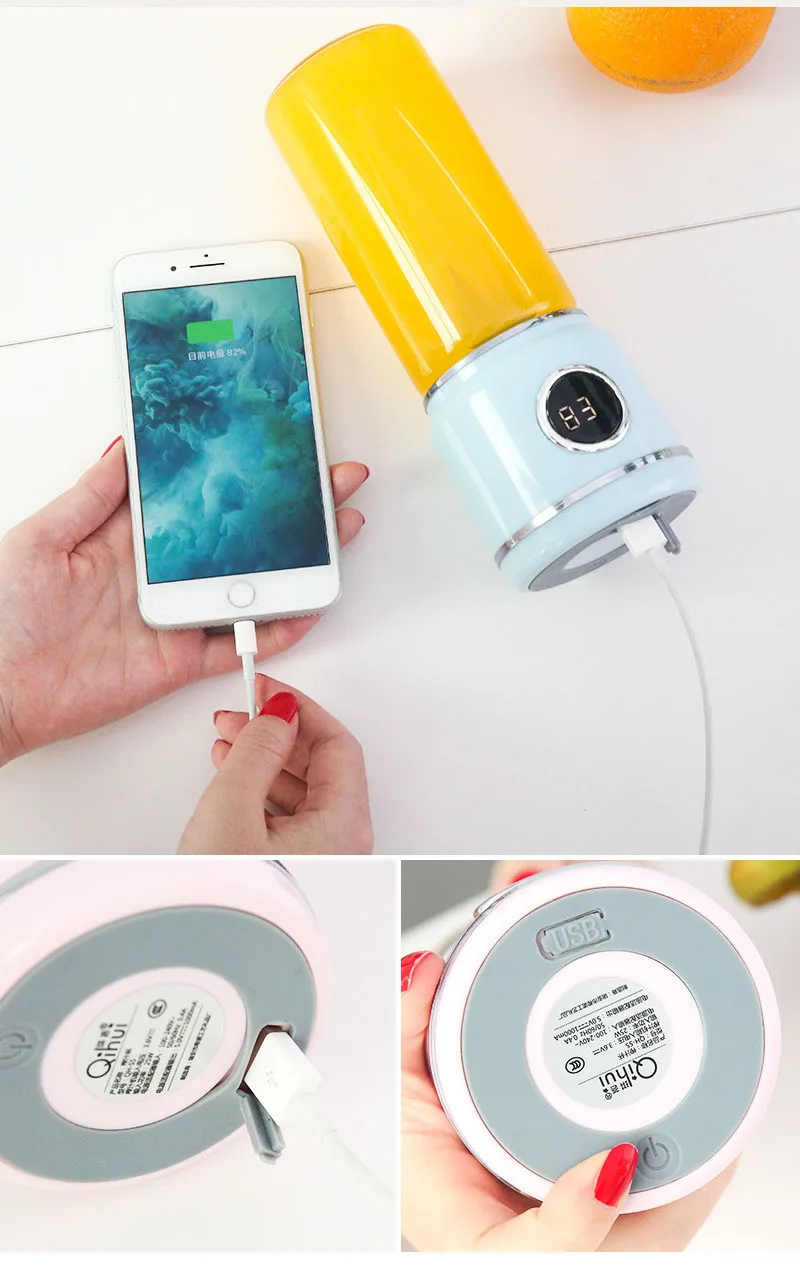  420ml 6Blades Portable USB Rechargable Electric Fruit Juicer Handheld Blender Juice Bottle Cup Kitc - 32961244426