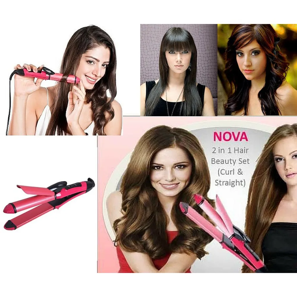 Professional iron curler 2 in 1 flat iron Multifunction Hair Straightener & Hair Curler Beauty Women Tools    4