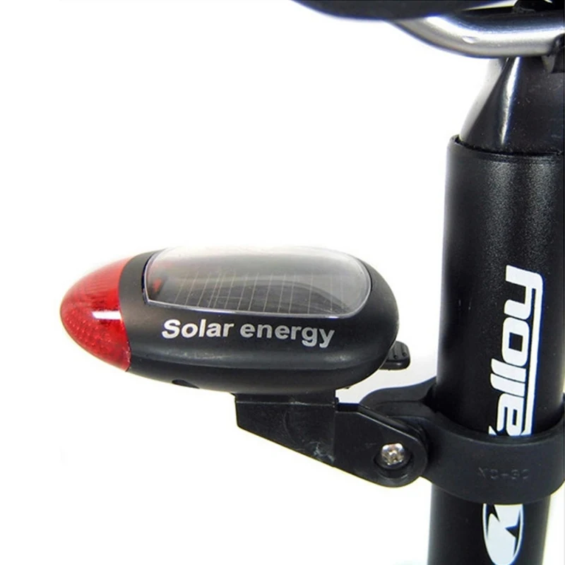 Discount 2019 Bicycle Solar Energy LED Tail Light Night Safety Cycling Rear Lamp With Installing Mount Bicycle Accessories 2