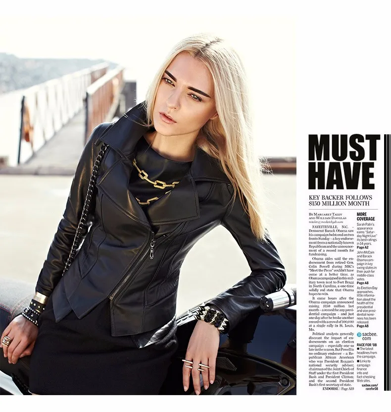 Европейский бренд Женская дубленка размера плюс Новое поступление мотоциклетная куртка кожаная одежда женское короткое пальто GQ1701