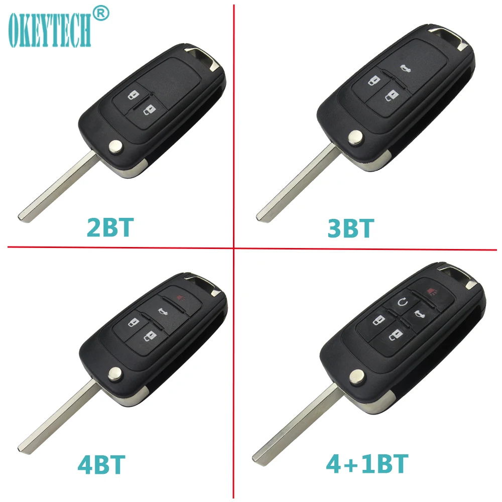 

OkeyTech Replacement Folding Remote Car Key Shell Fob 2 3 4 5 Buttons Uncut Blade For Chevrolet Cruze Epica Lova Camaro Impala