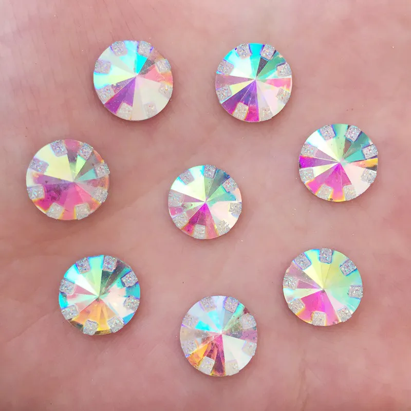 

New DIY 80Pcs 12mm AB Resin Round Flatback Rhinestone Scrapbook Buttons Wedding Fashion Clothing Accessories R172*2