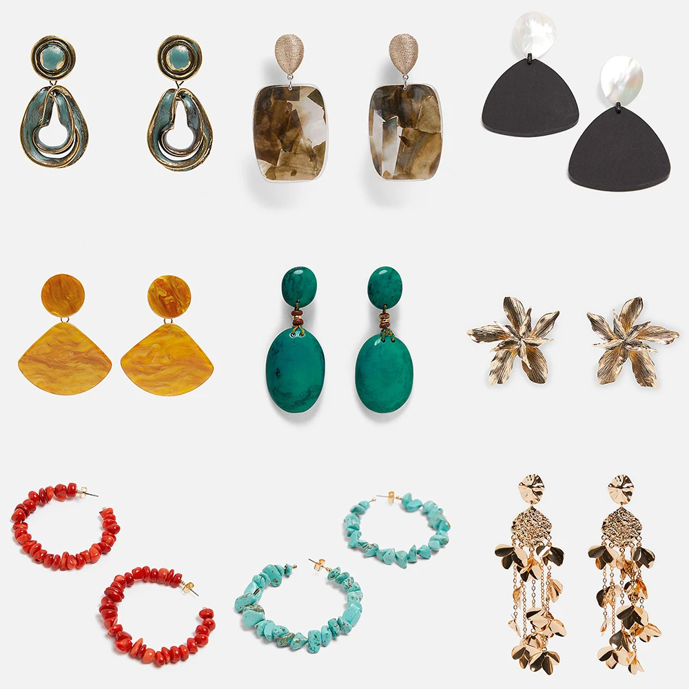 

Ztech ZA 2019 Women Jewelry Accessories Summer Beach Sea Girls Big Statement Earrings Hanging Dangle Modern Drop Earrings