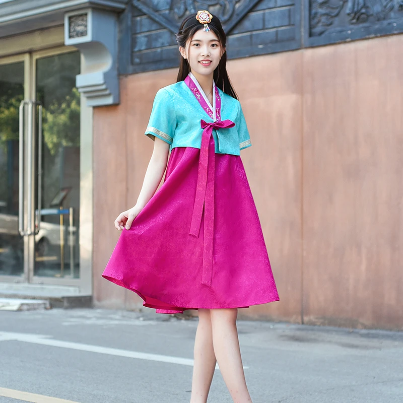 Женский корейский национальный костюм меньшинств народная древняя азиатская платье ханбок Элегантный суд танец Свадебные вышитый наряд