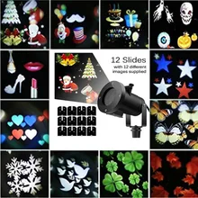 Рождественские декоративные прожекторные огни, наружные лазерные светодиодные рождественские Ландшафтные светильники, водонепроницаемые 12 слайдов для Хэллоуина, свадебной вечеринки