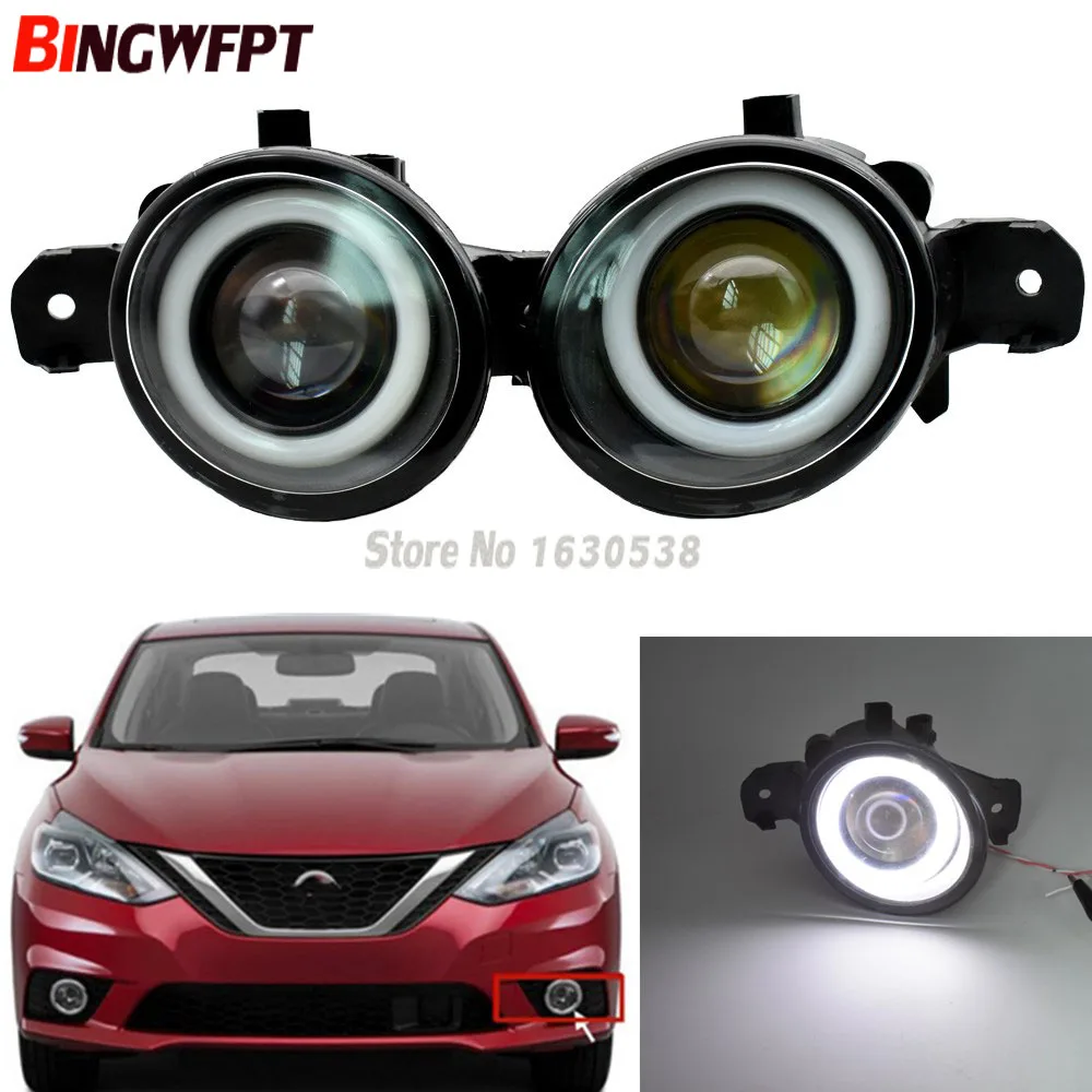 2 шт. автомобильный Стайлинг Angel eye+ светодиодный противотуманный фонарь для Nissan Primera Sylphy великая ливина Wingroad 2002- левая+ правая передняя противотуманная фара