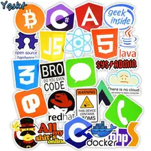 50 Uds Internet Java JS Php Html nube Docker Bitcoin lenguaje de programación Logotipo de aplicaciones Cool pegatinas para portátil coche pegatinas DIY