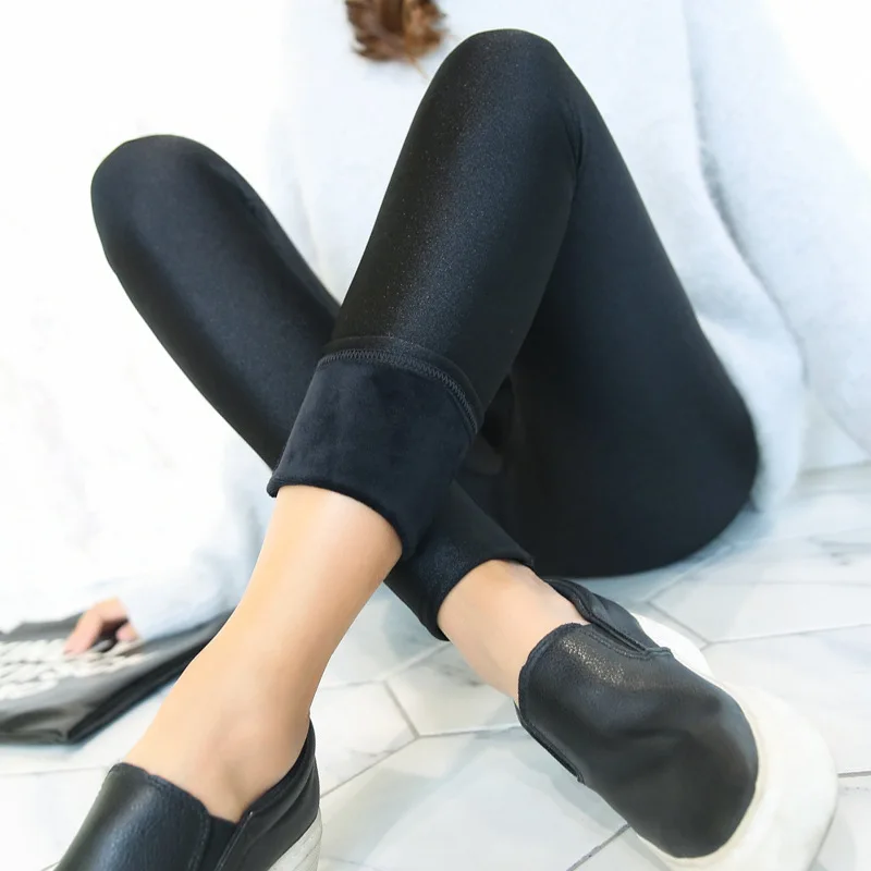 

Large size spring winter shiny thick plus velvet trousers Slim pants elastic leggings sexy fitness pants women's gloss pants 5XL