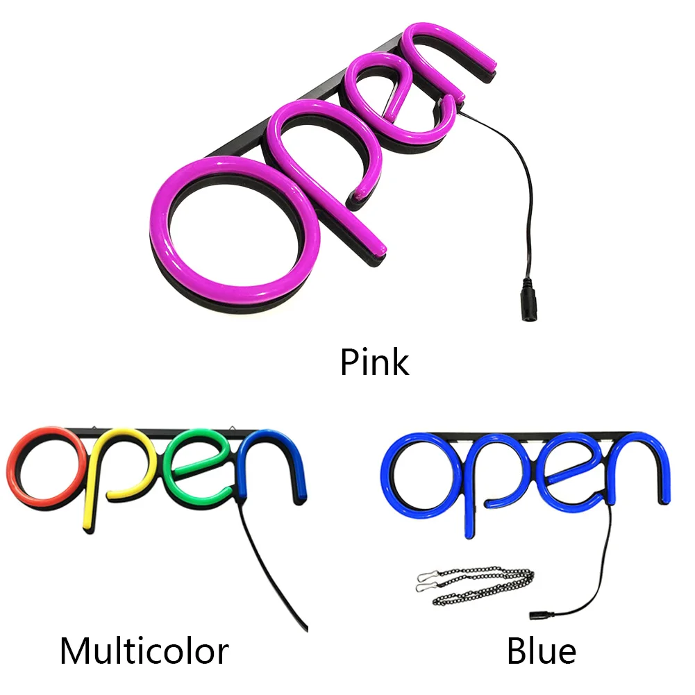Супер яркий светодиодный неоновый светильник с открытой вывеской, подвесная цепь, окно, отображение открытой неоновой лампы, торговый центр, яркий анимированный неоновый светильник