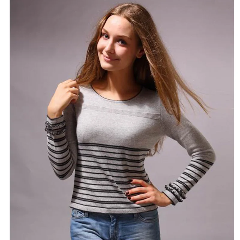 Кашемировый свитер Для женщин пуловер натуральные ткани мягкие теплые Темно-синие свитера Высокое качество распродажа