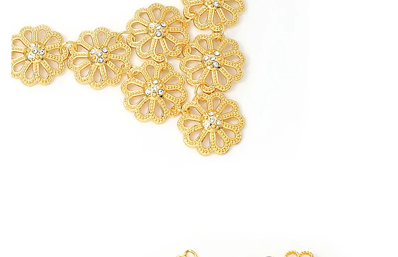  Wedding Bridal Jewelry Sets Imitation Crystal African Beads Jewelry Set Gold Color Nigerian Statement Necklace Set (4)