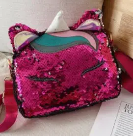 Women Sequin Bag Cartoon Animals Handbags Shoulder Pack Bag Female Small Crossbody Bags For Ladies Messenger Bags Fashion - Цвет: Красный