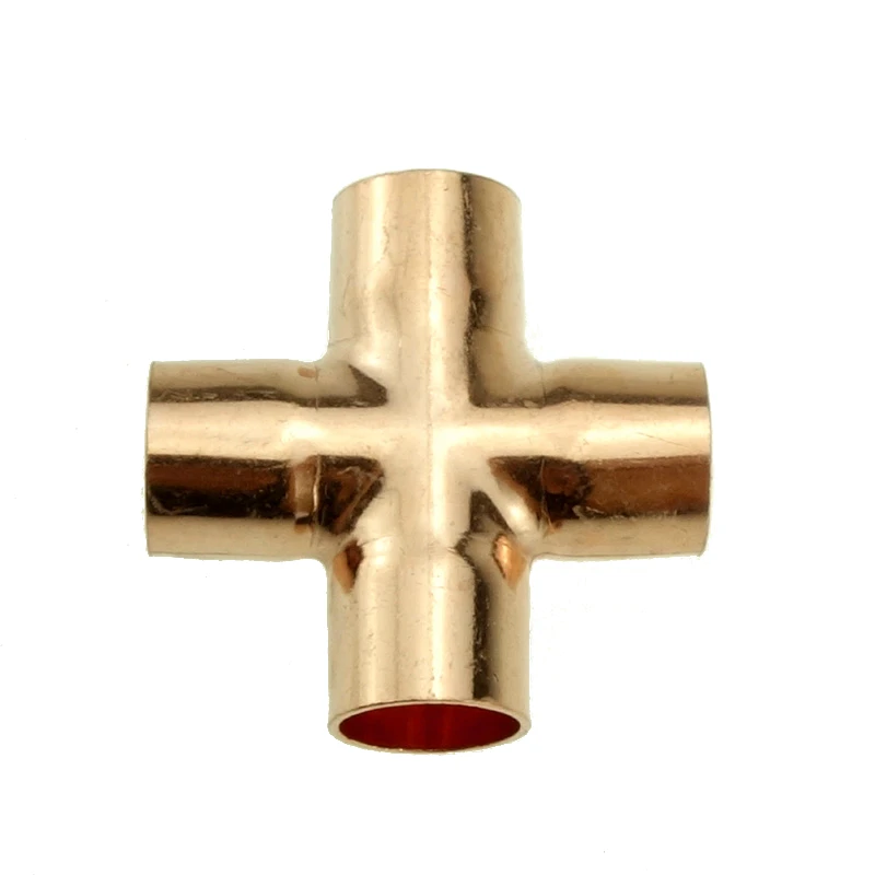 15 22 28 38mm Id Equal Copper Cross 4 Way Plumbing Sanitary Pipe