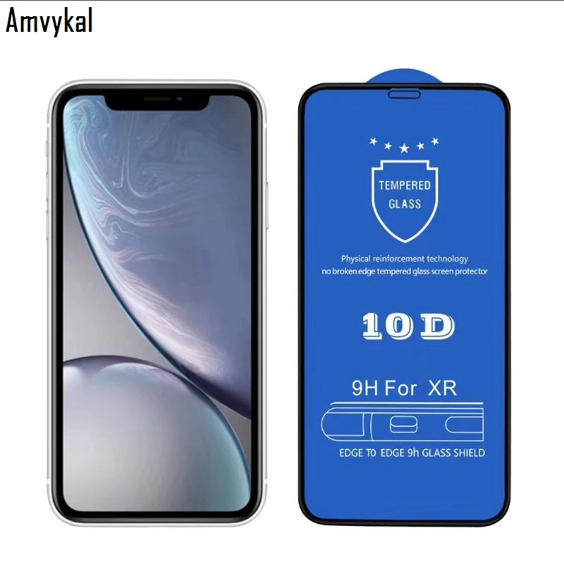 Amvykal для iPhone XR X XS Max 6 7 8 Plus 10D полное покрытие пленка на защитное стекло 10D полное покрытие закаленное стекло протектор экрана
