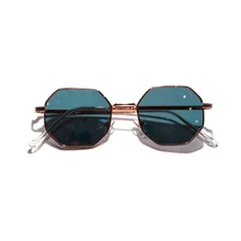 2019 gafas de sol poligonales Retro de lujo para hombres y mujeres con cristales rosas, gafas de sol redondas Vintage con montura pequeña, gafas de sol de color espejado