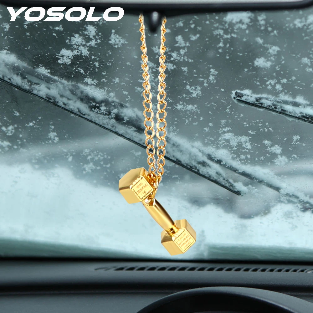 YOSOLO Hanging Ornaments Car Rear View Mirror Ornament Alloy Dumbbell Creative Car Styling Car Pendant Auto Decoration YOSOLO Hanging Ornaments Car Rear View Mirror Ornament Alloy Dumbbell Creative Car Styling Car Pendant Auto Decoration