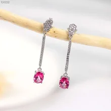 hot sale gold plated 925 sterling silver gemstone jewelry natural pink topaz crystal earrings for women double r brand new jewelry earrings for women hot sale yellow gold plated 925 sterling silver drop earrings case04266sc 2