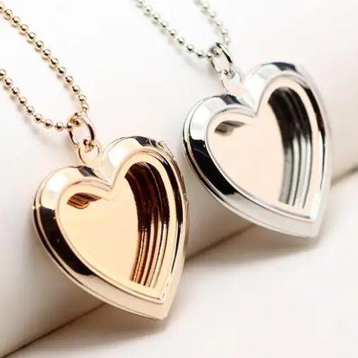 

Promotion 2019 New Romantic Memory Photo Frame Love Heart Pendant Locket Necklace For Lovers Valentines Day Jewelry Gift
