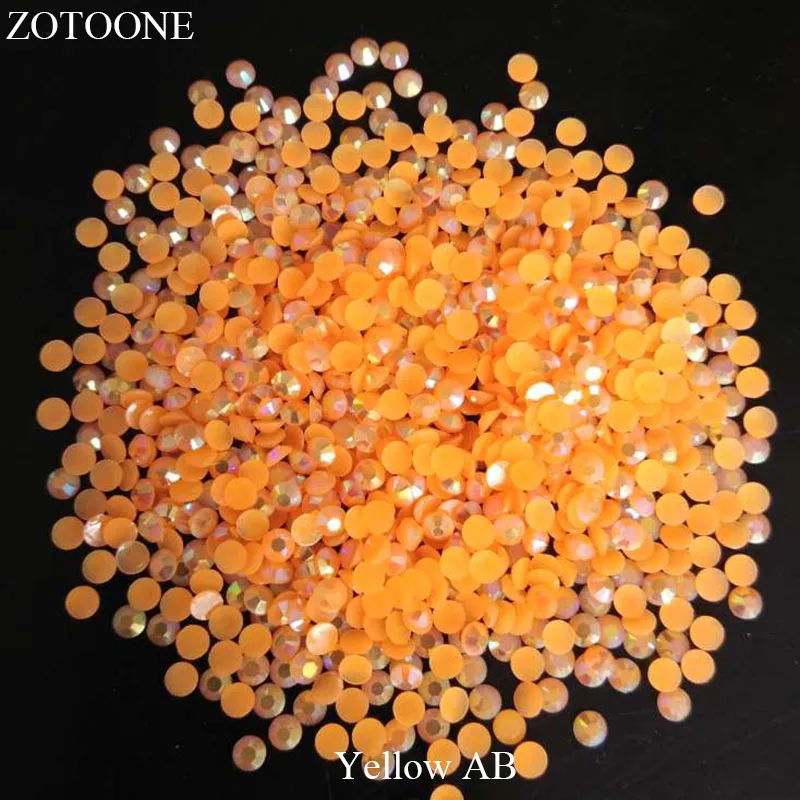 ZOTOONE 2-6 мм 1000 шт прозрачные Стразы AB без горячей фиксации плоские с оборота Стразы для ногтей для одежды ногти 3D дизайн ногтей украшения - Цвет: Yellow AB