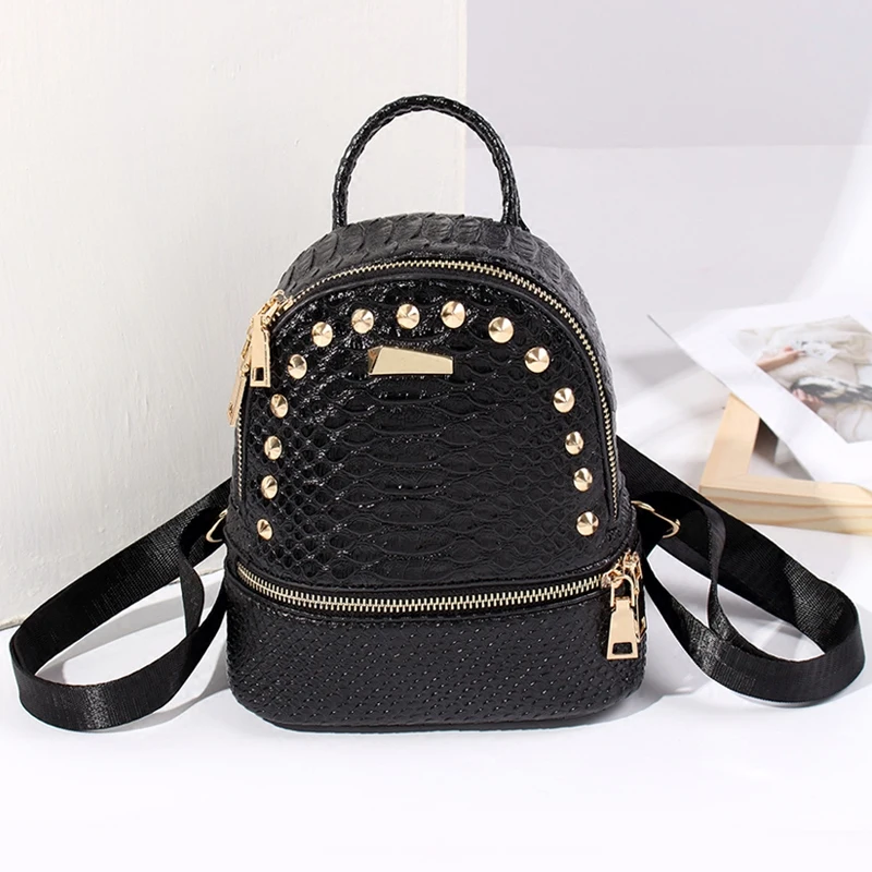 

2017 Rivet Women Backpack Preppy Style Pu Leather Backpack For Teenager Luxury Women Backpack mochila rucksack
