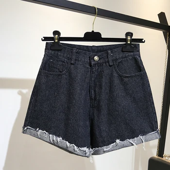 

5xl plus big size denim jeans shorts women summer style 2018 feminina black thin new denim shorts female A4736