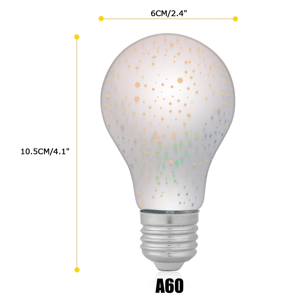 Konesky светодиодные лампочки 3D лампы украшения 6 Вт 220-240 В Праздничные огни A60 g80 ST64 G95 Новинка ночник красочные Стекло лампа