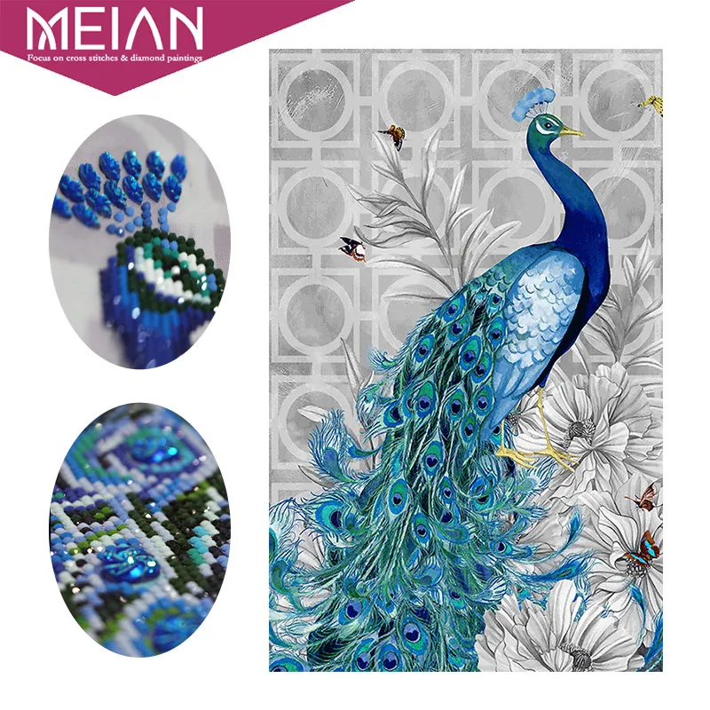 

Meian,Special Shape Animal,Diamond Painting 5d Peacock,Daimond Embroidery,Cross Stitch,Diamont Mosaic,Round Picture Drill Kits