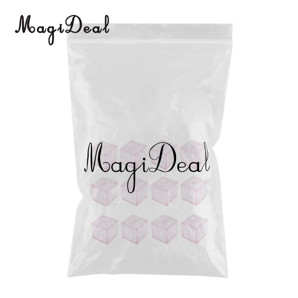 MagiDeal 12 Pieces Clear Bear Baby Square Chocolate Candy Gift Boxes for Baby Shower Birthday Christening Party 4.5cm/5cm