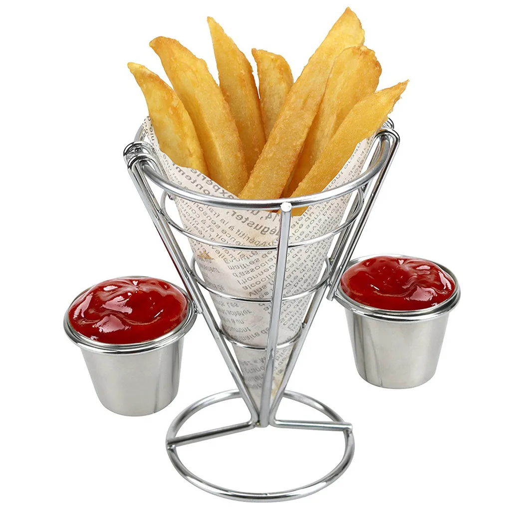 Snack display stand Two Cups Durable Chip Stand Holder Fries Display