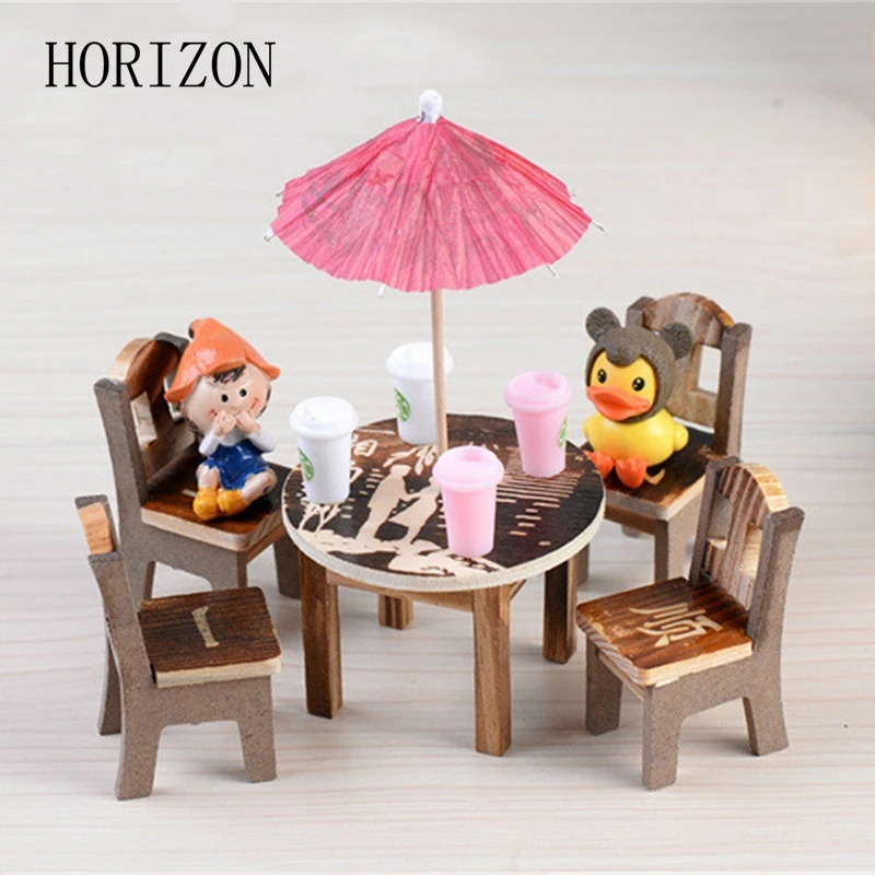 1 set wood Chairs Tables Desk Stool Model Ornament Micro Landscape Craft Miniatures Garden Moss Terrariums Decorations For Home 1 set wood Chairs Tables Desk Stool Model Ornament Micro Landscape Craft Miniatures Garden Moss Terrariums Decorations For Home