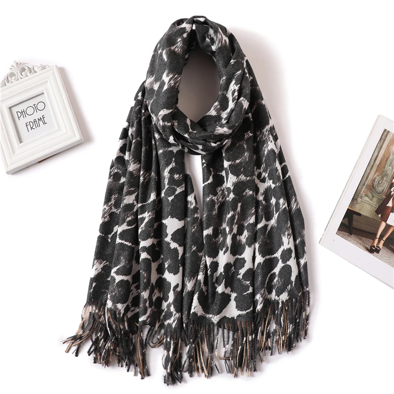 Дизайнерский брендовый женский шарф, модный кашемировый шарф с леопардовым принтом, женские зимние шали и палантины, Пашмина бандана, одеяло - Цвет: A10