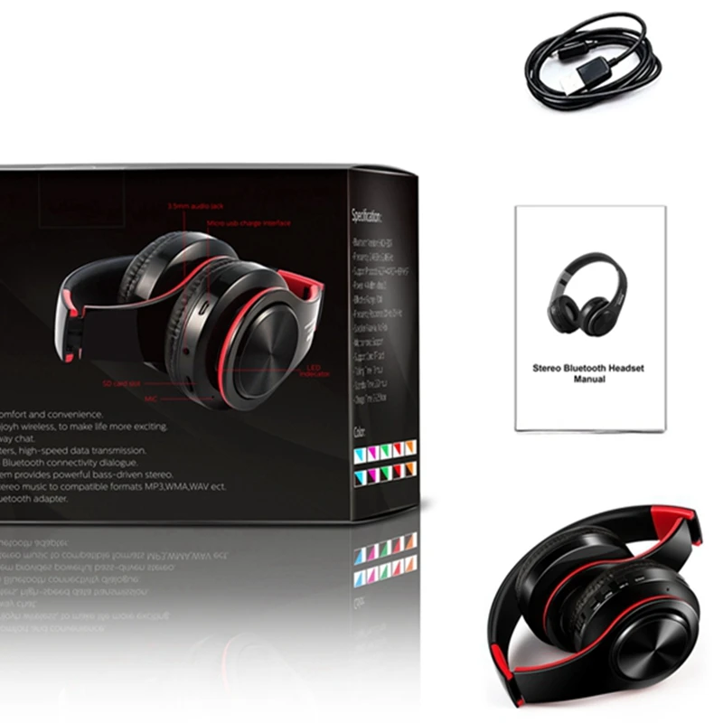

Hangrui Wireless Bluetooth Headphone Foldable Headset With Microphone Portable Dual Stereo Earphone Support TF Card With Package