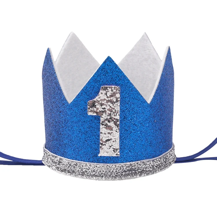QIFU 1 шт Розовый Золотой Корона День рождения украшения дети кружева цветок корона Единорог вечерние шляпы серебряные аксессуары для волос, корона - Цвет: sapphire style