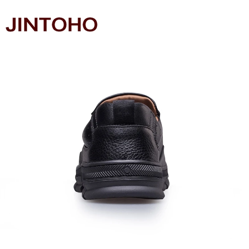 Туфли JINTOHO мужские из натуральной кожи официальная обувь без застежки лоферы