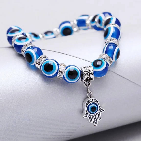 

Free SHip 10pcs Blue Eye Crystal Bracelet Charm Lucky Hand Fatima Adjustable Bracelet