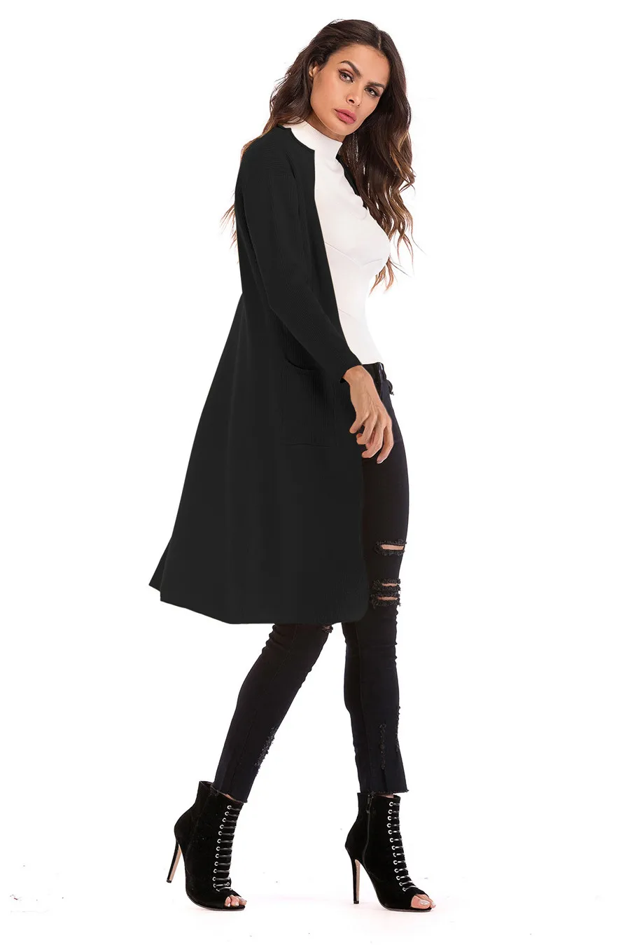 Gladiolus New 2018 Casual Autumn Winter Sweater Women Long Sleeve Button Pocket Knitted Long Cardigan Women Jumper Sweater Coats (20)