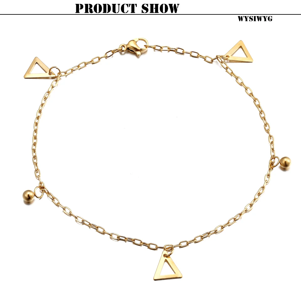 Треугольный браслет из нержавеющей стали, женские сандалии на лодыжке, золотые украшения на лодыжке, браслет на лодыжке для женщин и девушек, цепочка на ногу